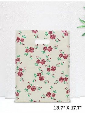 Red Rose Print Gift Bags (50 Pcs)